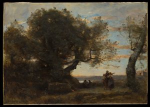 De zigeuners door Jean Baptiste Camille Corot